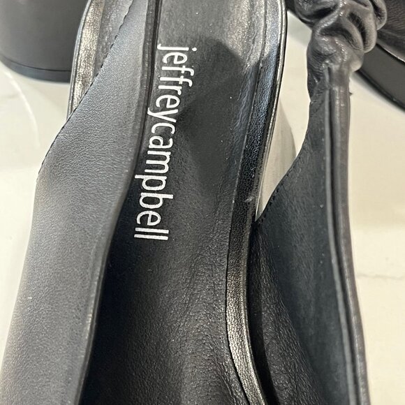 Jeffrey Campbell Extendo Platform Slingback Sandal In Black Leather SIZE 6.5 - Picture 10 of 11